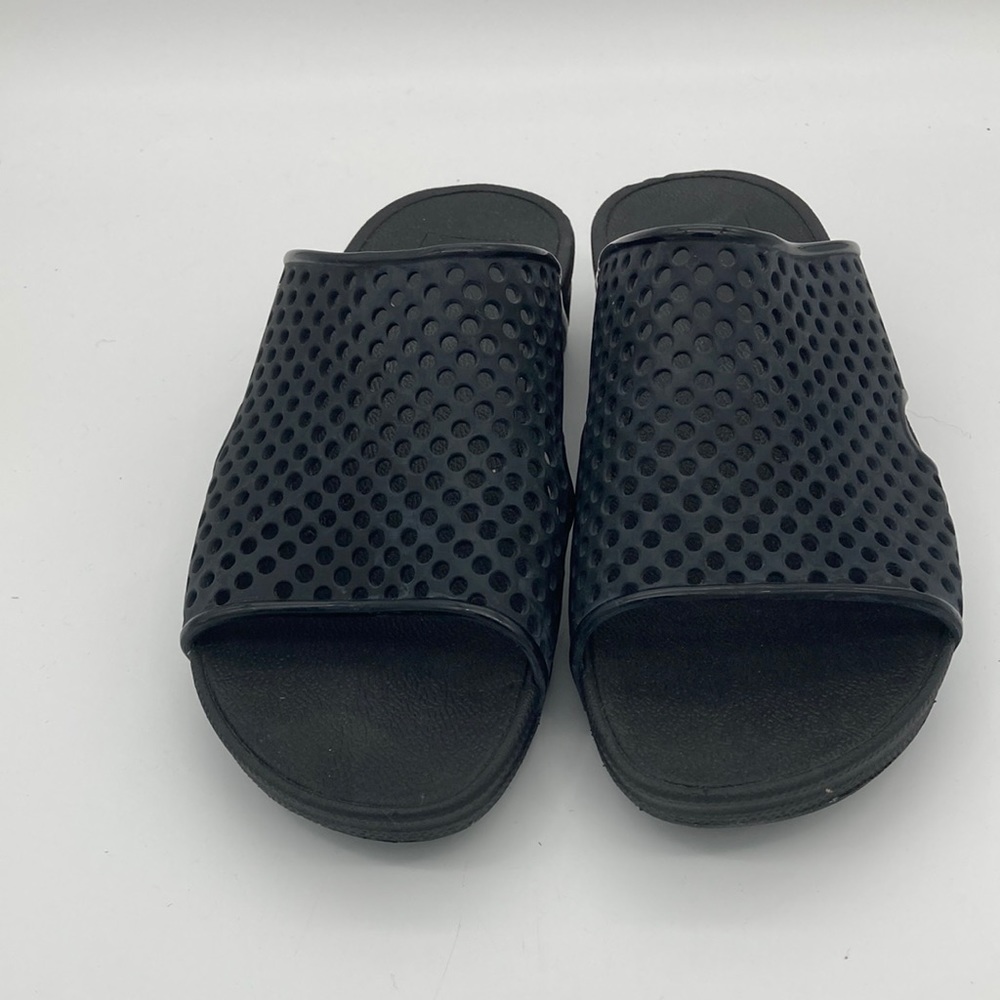 Fit Flop Black Slides Perforated Rubber Size 8